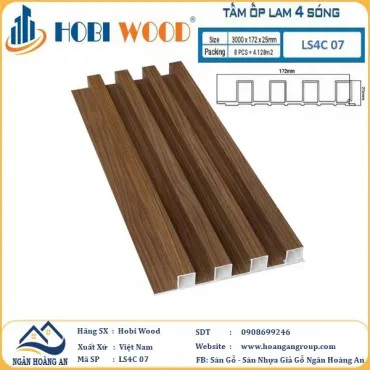 Tấm Nhựa Ốp Tường Lam Sóng Hobi Wood LS4C 07 - Lam 4 Sóng Cao