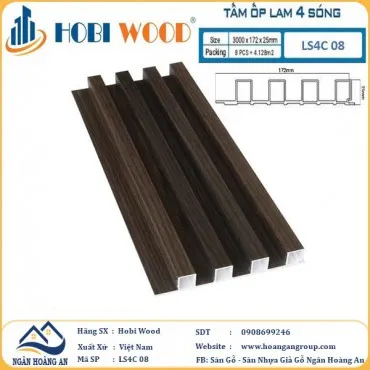 Tấm Nhựa Ốp Tường Lam Sóng Hobi Wood LS4C 08 - Lam 4 Sóng Cao