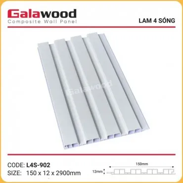 Tấm Nhựa Ốp Tường Lam 4 Sóng Thấp Màu Trắng Galawood L4S-902