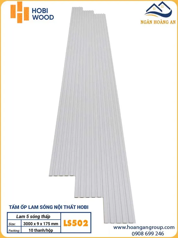 Tấm Nhựa Ốp Tường Lam Sóng HobiWood LS502 Màu Trắng