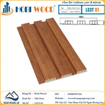 Tấm Nhựa Ốp Tường Lam Sóng Hobi Wood LS3T-01 - Lam 3 Sóng Thấp