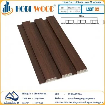 Tấm Nhựa Ốp Tường Lam Sóng Hobi Wood LS3T-02 - Lam 3 Sóng Thấp
