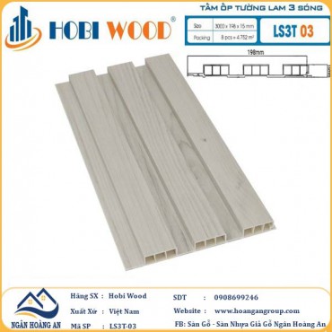 Tấm Nhựa Ốp Tường Lam Sóng Hobi Wood LS3T-03 - Lam 3 Sóng Thấp