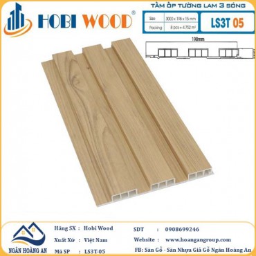 Tấm Nhựa Ốp Tường Lam Sóng Hobi Wood LS3T-05 - Lam 3 Sóng Thấp