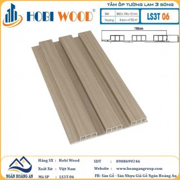 Tấm Nhựa Ốp Tường Lam Sóng Hobi Wood LS3T-06 - Lam 3 Sóng Thấp