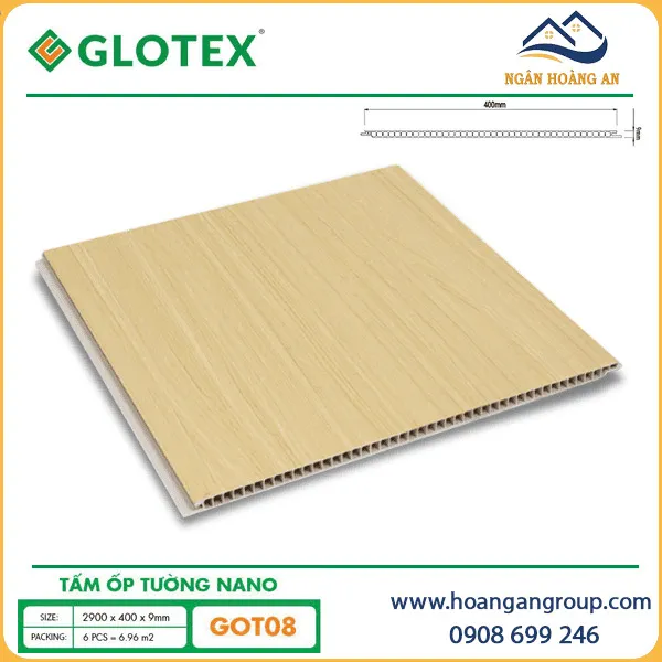 Tấm Nhựa Ốp Tường Nano Giả Gỗ Glotex GOT08