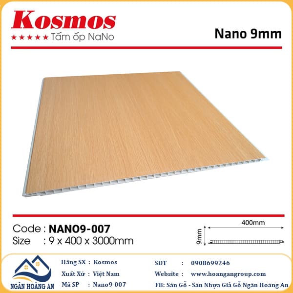 Tấm Nhựa Ốp Tường Nano Giả Gỗ Komsos Nano9-007