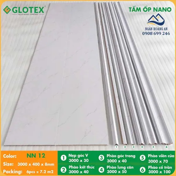 Tấm Nhựa Ốp Trần Nano Giả Gỗ Glotex NN12 Tấm Nhựa Ốp Trần Nano Giả Gỗ Glotex NN12
