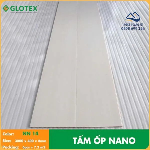 Tấm Nhựa Ốp Trần Nano Vân Vải Trắng Glotex NN14
