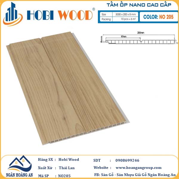 Tấm Nhựa Ốp Tường Ốp Trần Nano Hobi Wood NO205