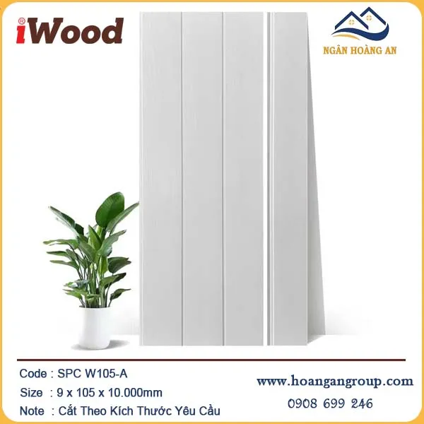 Tấm Nhựa Ốp Tường Nano Màu Trắng iWood W105-A Tấm Nhựa Ốp Tường Nano Màu Trắng iWood W105-A