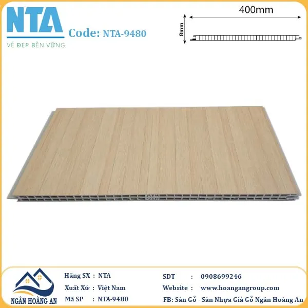 Tấm Nhựa Ốp Tường Nano Giả Gỗ NTA 9480