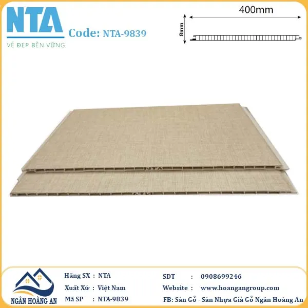 Tấm Nhựa Ốp Tường Nano Giả Gỗ NTA 9839