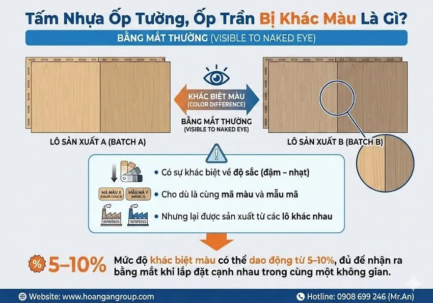 Tấm Nhựa Ốp Tường, Ốp Trần Bị Khác Màu Là Gì? Tấm Nhựa Ốp Tường, Ốp Trần Bị Khác Màu Là Gì?