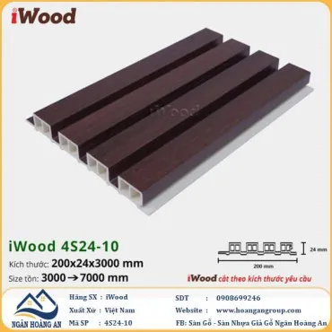 Lam 4 Sóng Cao Nhựa Giả Gỗ Ốp Tường Ốp Trần iWood 4S24-10