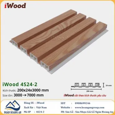 Lam 4 Sóng Cao Nhựa Giả Gỗ Ốp Tường Ốp Trần iWood 4S24-2