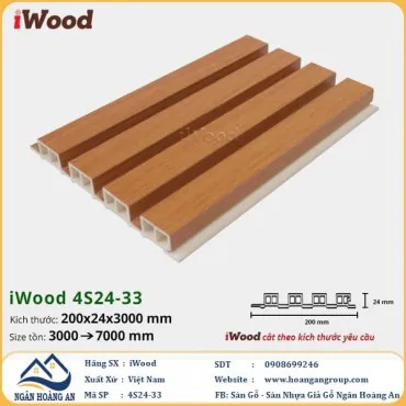 Lam 4 Sóng Cao Nhựa Giả Gỗ Ốp Tường Ốp Trần iWood 4S24-33
