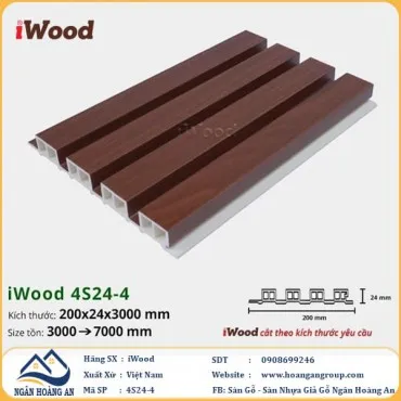 Lam 4 Sóng Cao Nhựa Giả Gỗ Ốp Tường Ốp Trần iWood 4S24-4