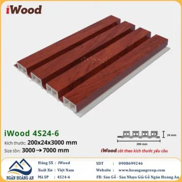 Lam 4 Sóng Cao Nhựa Giả Gỗ Ốp Tường Ốp Trần iWood 4S24-6