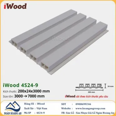 Lam 4 Sóng Cao Nhựa Giả Gỗ Ốp Tường Ốp Trần iWood 4S24-9