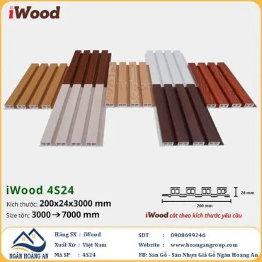 Lam 4 Sóng Cao Nhựa Giả Gỗ Ốp Tường Ốp Trần iWood 4S24