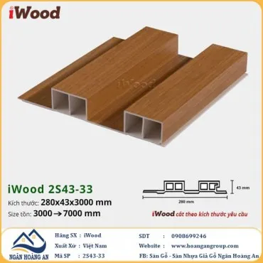 Lam 2 Sóng Cao Nhựa Giả Gỗ Ốp Tường Ốp Trần iWood 2S43-33