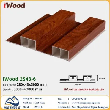Lam 2 Sóng Cao Nhựa Giả Gỗ Ốp Tường Ốp Trần iWood 2S43-6