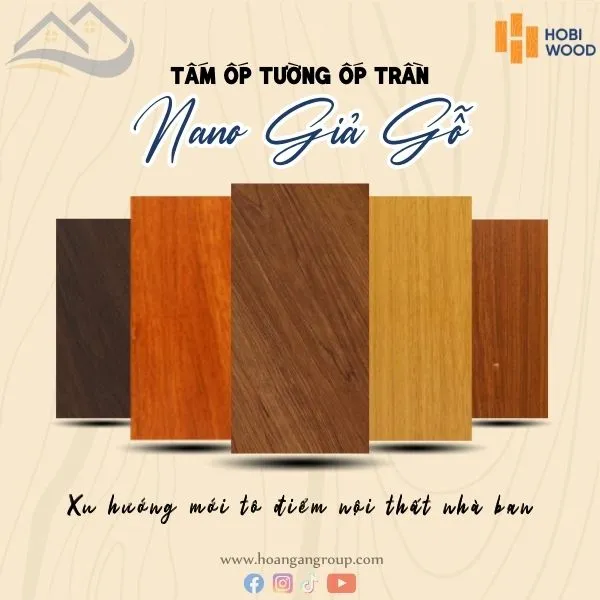 Tấm Ốp Tường Ốp Trần Nano Giả Gỗ Hobi Wood