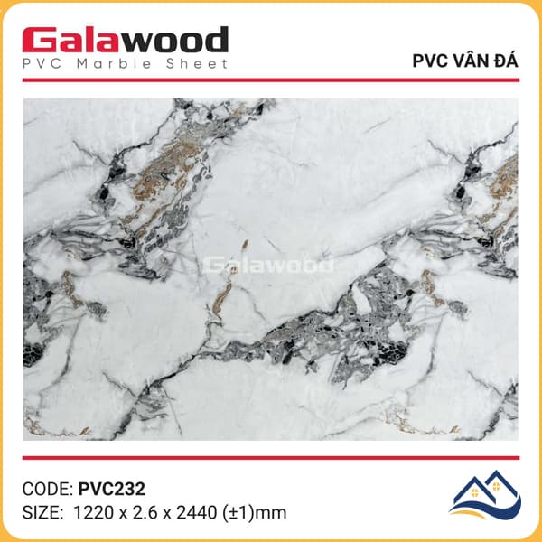 Tấm Nhựa Ốp Tường PVC Giả Đá Galawood PVC232