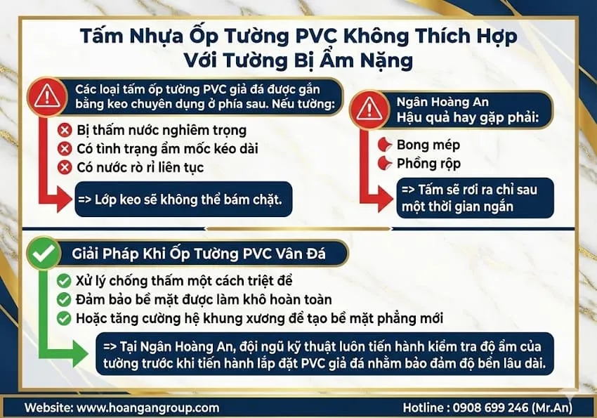 Tấm Nhựa Ốp Tường PVC Không Thích Hợp Với Tường Bị Ẩm Nặng