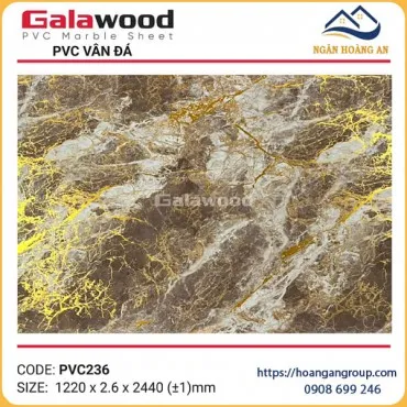 Tấm Nhựa Ốp Tường PVC Giả Đá Dát Vàng Galawood PVC236 Dày 2.6mm