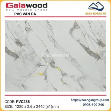 Tấm Nhựa PVC Giả Đá Vân Mây Vàng Galawood PVC238 Dày 2.6mm