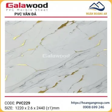 Tấm Nhựa Ốp Tường PVC Giả Đá Dát Vàng Galawood PVC229 Dày 2.6mm