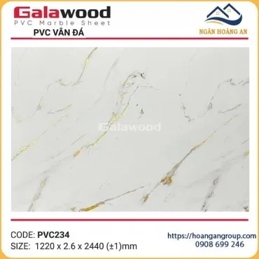 Tấm Nhựa Ốp Tường PVC Giả Đá Vân Mây Vàng Galawood PVC234 Dày 2.6mm
