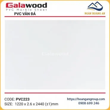 Tấm Nhựa Ốp Tường PVC Giả Đá Màu Trắng Galawood PVC223 Dày 2.6mm