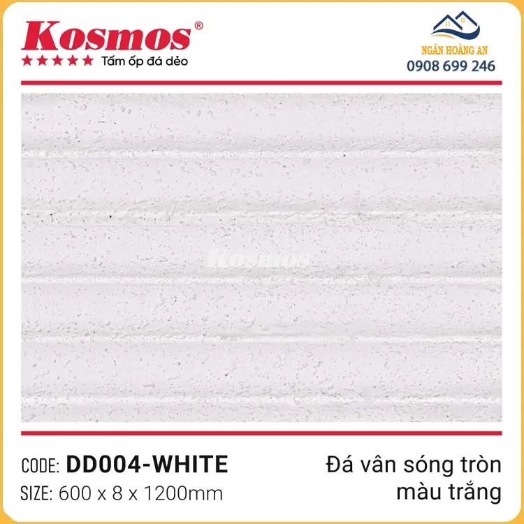 Tấm Ốp Đá Dẻo Kosmos 8mm DD004 Vân Sóng Tròn Trắng