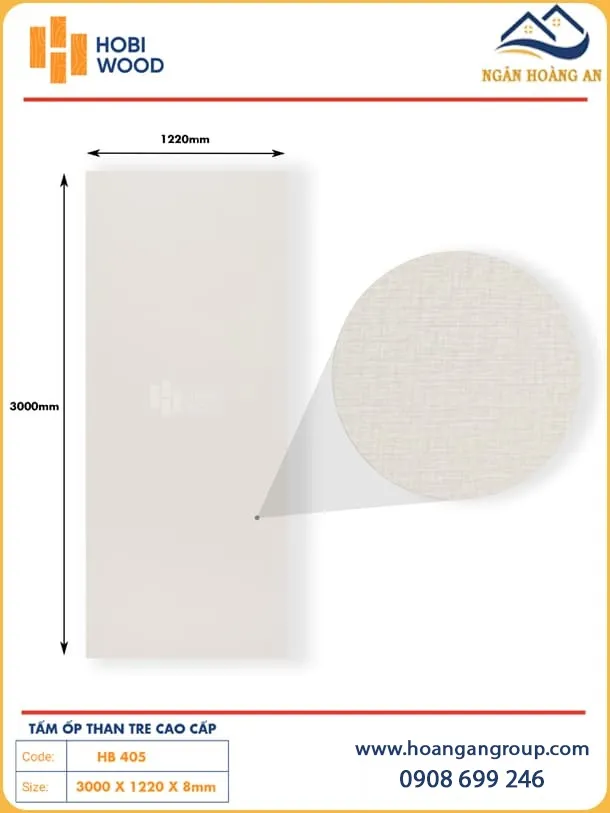 Tấm Ốp Tường Đa Năng Sợi Than Tre Vân Vải Hobiwood HB 405 Tấm Ốp Tường Đa Năng Sợi Than Tre Vân Vải Hobiwood HB 405
