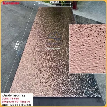 Tấm Ốp Than Tre Kosmos Sóng Nước Pet Hồng Trà TT-815