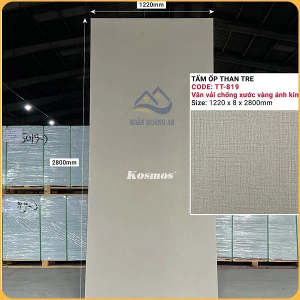 Tấm Ốp Than Tre Kosmos Vân Vải Chống Xước TT-819 Tấm Ốp Than Tre Kosmos Vân Vải Chống Xước TT-819