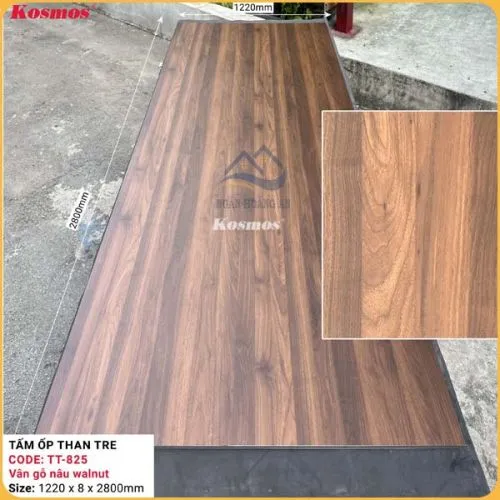 Tấm Ốp Đa Năng Sợi Than Tre Kosmos Vân Gỗ TT-825