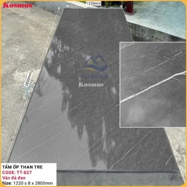 Tấm Ốp Đa Năng Sợi Than Tre Kosmos Vân Đá Đen TT-827