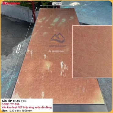 Tấm Ốp Than Tre Kosmos Kim Loại Pet Hiệu Ứng Thủy Tinh TT-836