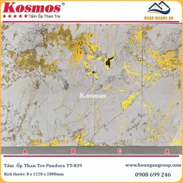 Tấm Ốp Sợi Than Tre Pandora Dát Vàng Kosmos TT-839