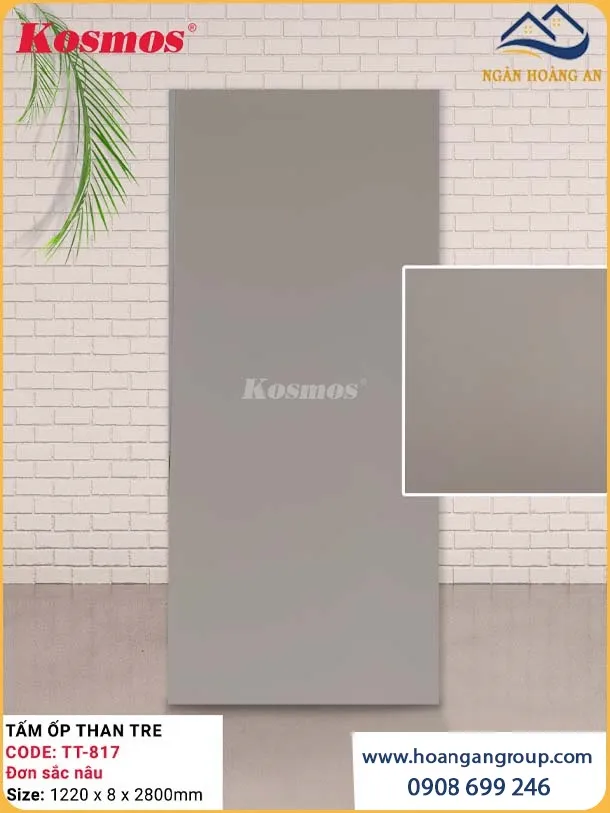 Tấm Ốp Đa Năng Sợi Than Tre Đơn Sắc Nâu Kosmos TT-817 Tấm Ốp Đa Năng Sợi Than Tre Đơn Sắc Nâu Kosmos TT-817