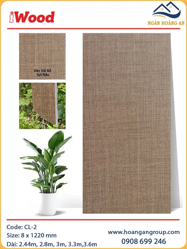 Tấm Ốp Than Tre Vân Vải Bố Sợi Nâu iWood CL-2 Tấm Ốp Than Tre Vân Vải Bố Sợi Nâu iWood CL-2