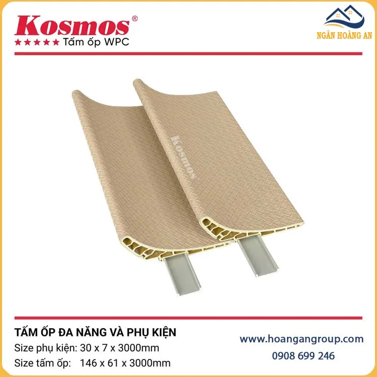 Tấm Ốp Đa Năng Và Phụ Kiện Than Tre Vân Da Đan Vàng Kem Kosmos