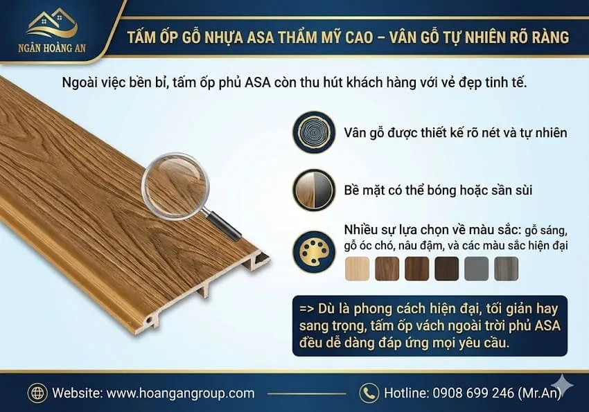 Tấm Ốp Gỗ Nhựa ASA Thẩm Mỹ Cao – Vân Gỗ Tự Nhiên Rõ Ràng