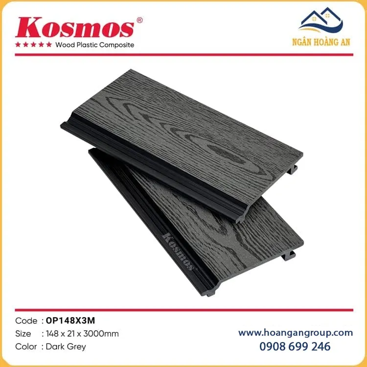 Tấm Ốp Tường Gỗ Nhựa Kosmos OP148X3M Dark Grey