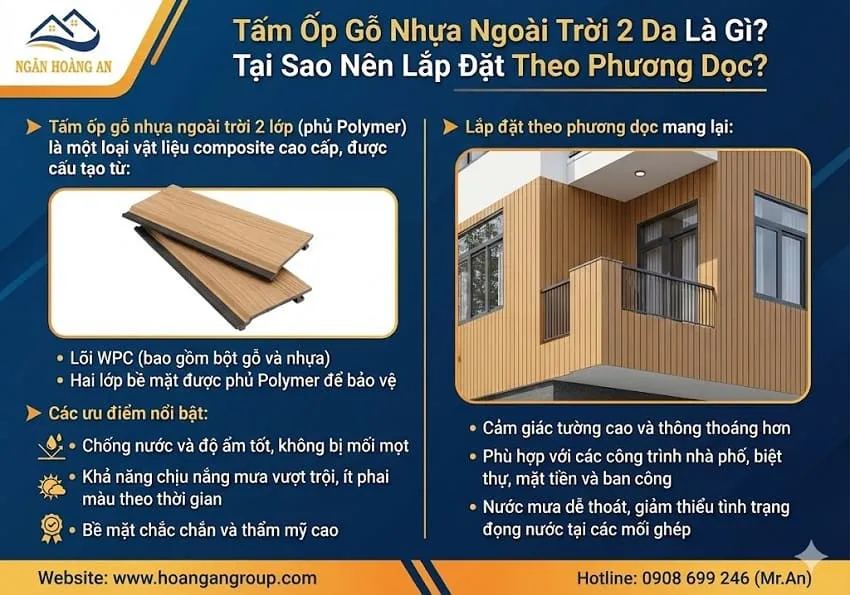 Tấm Ốp Gỗ Nhựa Ngoài Trời 2 Da Là Gì? Tại Sao Nên Lắp Đặt Theo Phương Dọc? Tấm Ốp Gỗ Nhựa Ngoài Trời 2 Da Là Gì? Tại Sao Nên Lắp Đặt Theo Phương Dọc?