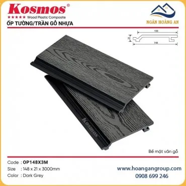 Ốp Tường Trần Gỗ Nhựa Ngoài Trời Kosmos OP148X3M Dark Grey Dài 3m